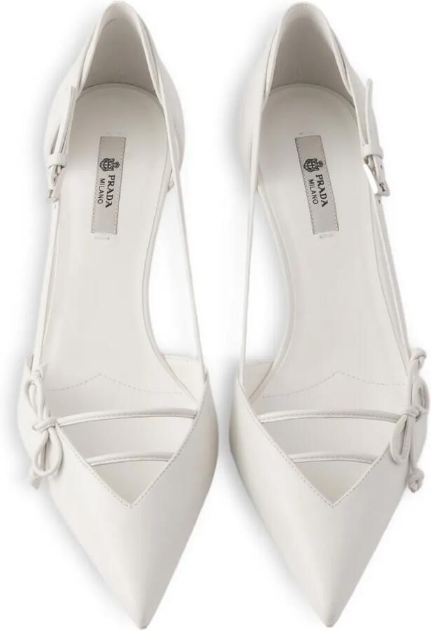 Prada Leren pumps met open zijkant Wit - Foto 3