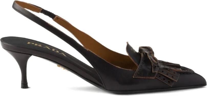 Prada Leren pumps met strik en franje Zwart