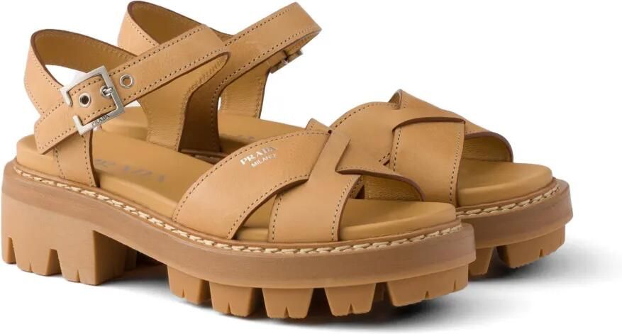 Prada Leren sandalen Beige - Foto 5