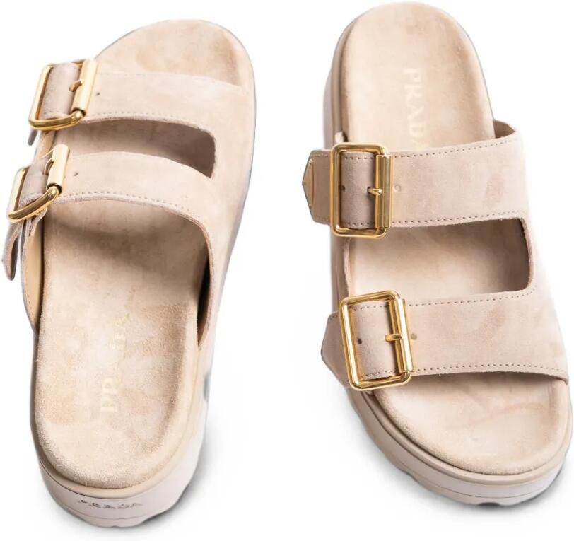 Prada Leren sandalen met gesp Beige - Foto 2