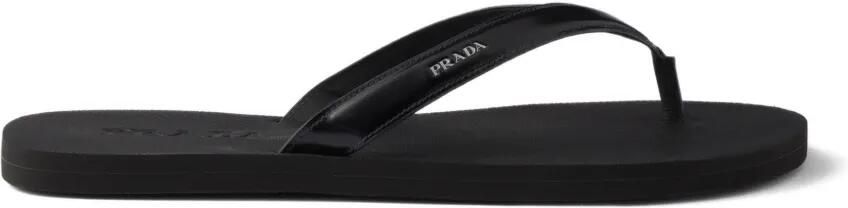 Prada Leren sandalen met logo-print Zwart