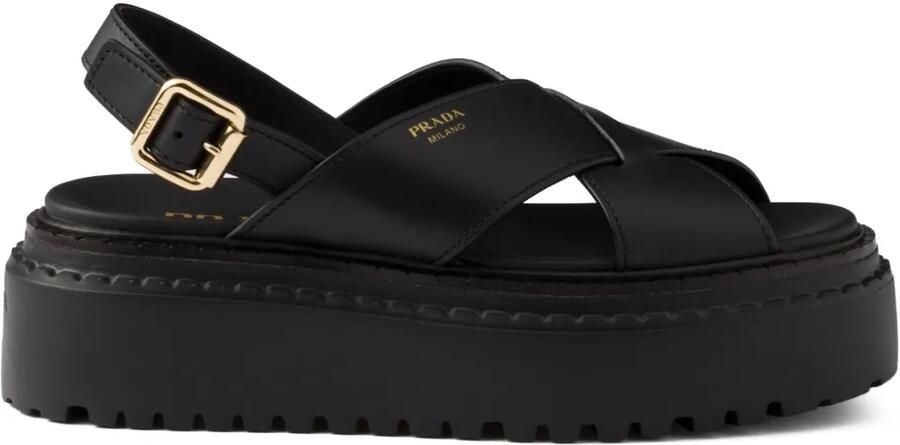 Prada Leren sandalen Zwart