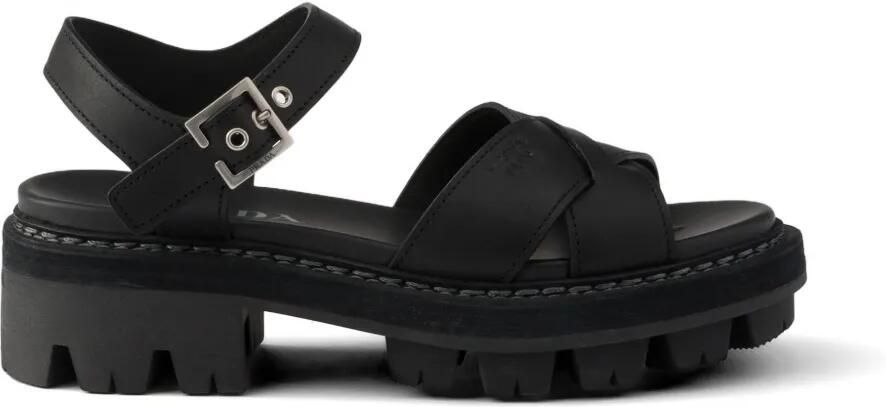 Prada Leren sandalen Zwart