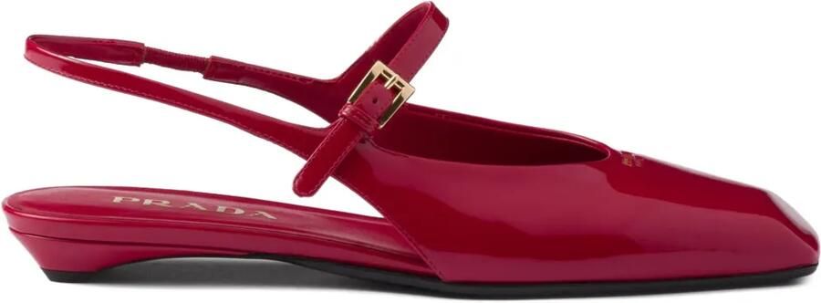 Prada Leren slingback ballerina's Rood