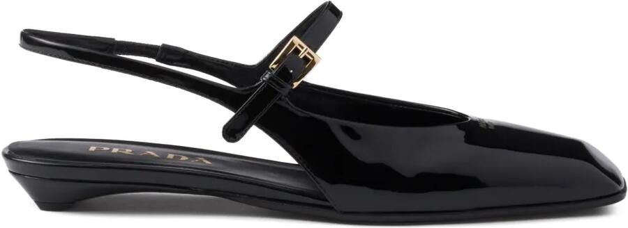 Prada Leren slingback ballerina's Zwart