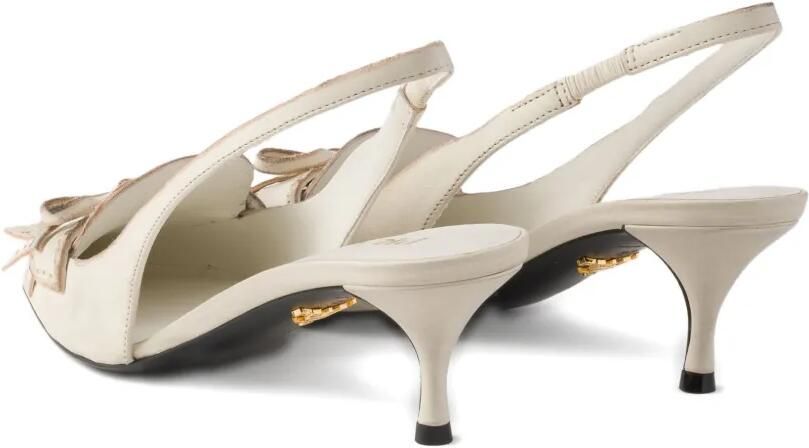 Prada Leren slingback pumps met franje Beige - Foto 4