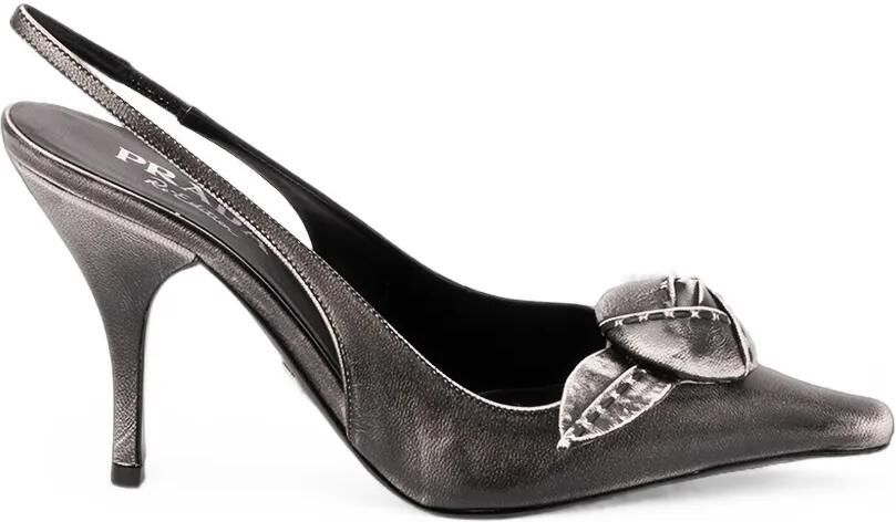 Prada Leren slingback pumps Zilver