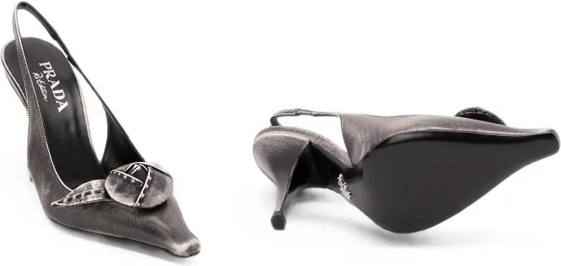 Prada Leren slingback pumps Zilver - Foto 5