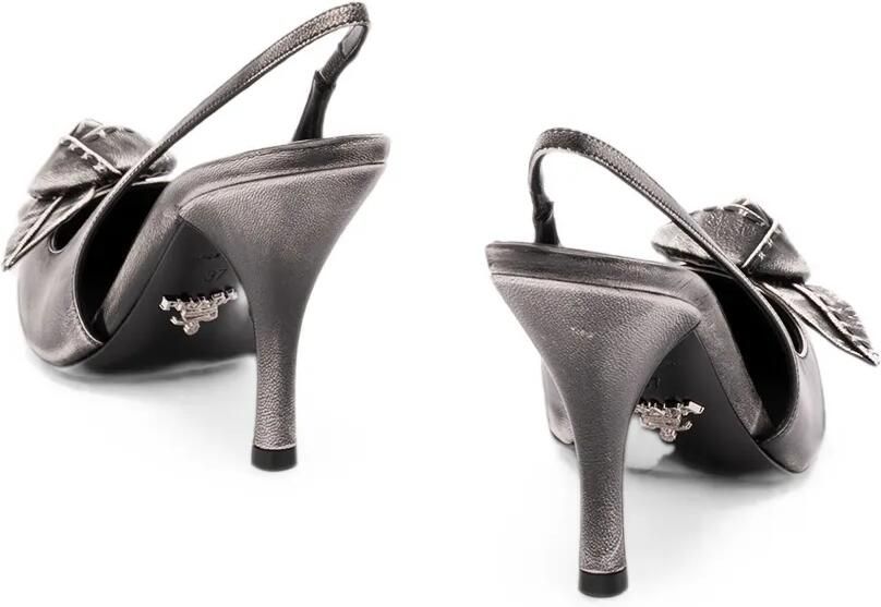 Prada Leren slingback pumps Zilver - Foto 4