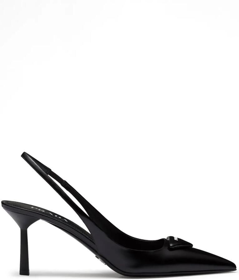 Prada Leren slingback pumps Zwart