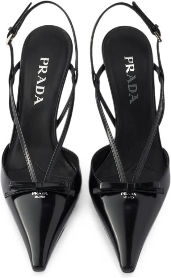 Prada Leren slingback pumps Zwart