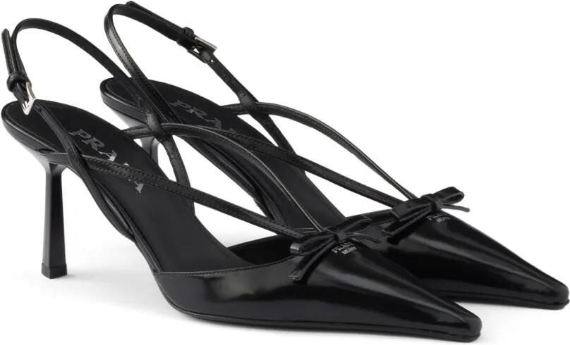 Prada Leren slingback pumps Zwart - Foto 3