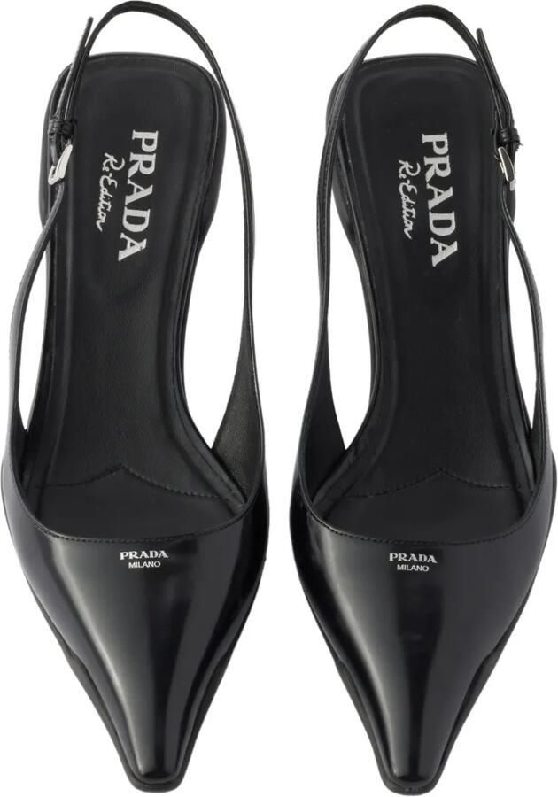 Prada Leren slingback pumps Zwart - Foto 3
