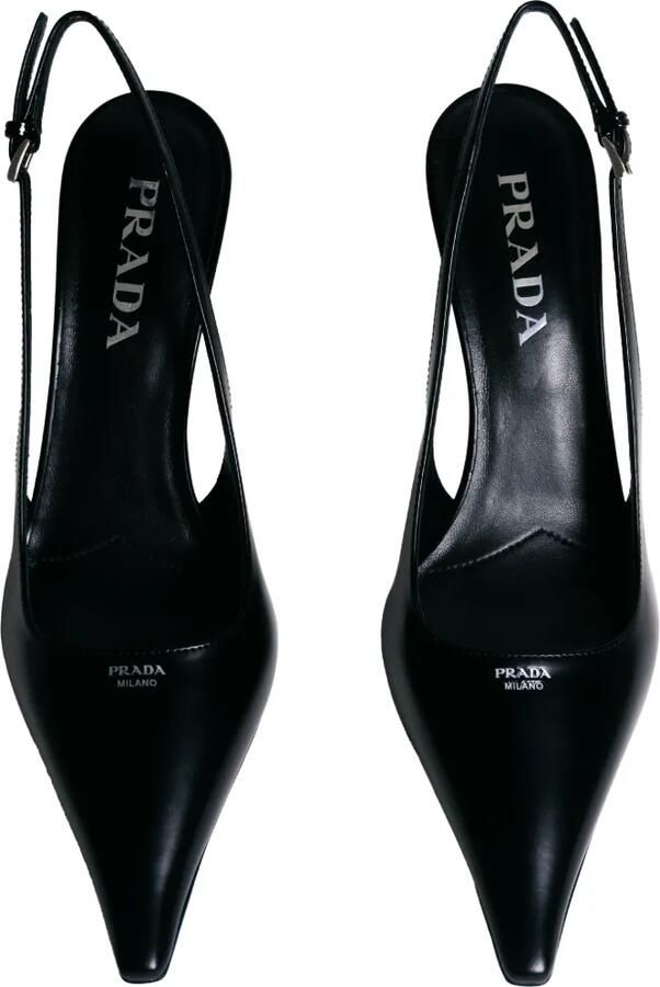 Prada Leren slingback pumps Zwart - Foto 3
