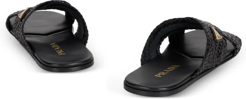 Prada Leren slippers Zwart - Foto 2
