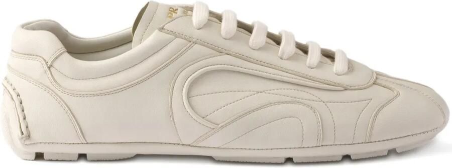 Prada Leren sneakers met logopatch Beige