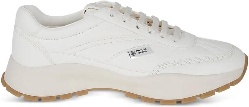 Prada Leren sneakers met logoplakkaat Wit
