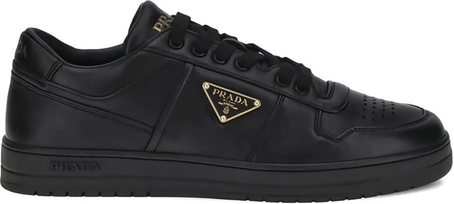 Prada Leren sneakers met logoplakkaat Zwart