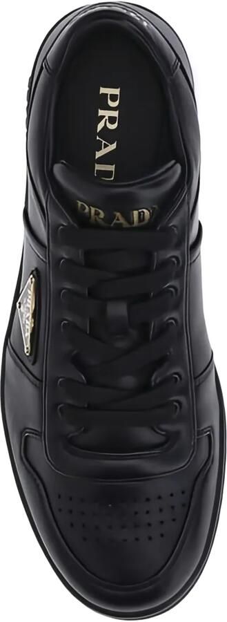 Prada Leren sneakers met logoplakkaat Zwart - Foto 4