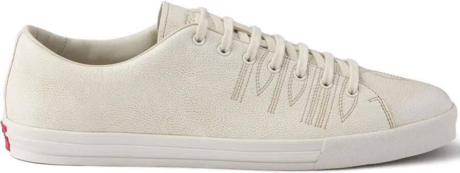 Prada Leren sneakers met verouderd effect Beige