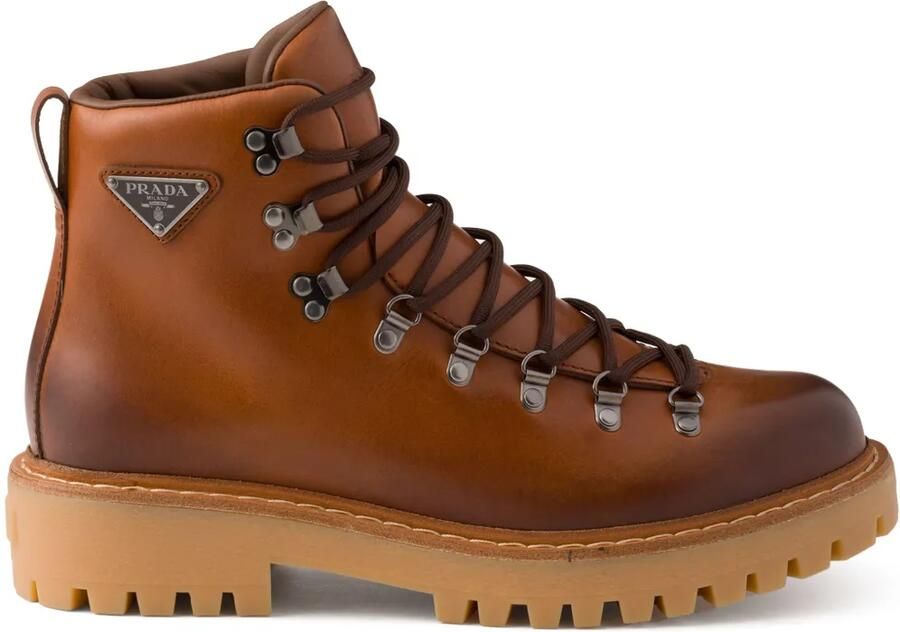 Prada Leren veterlaarzen Bruin