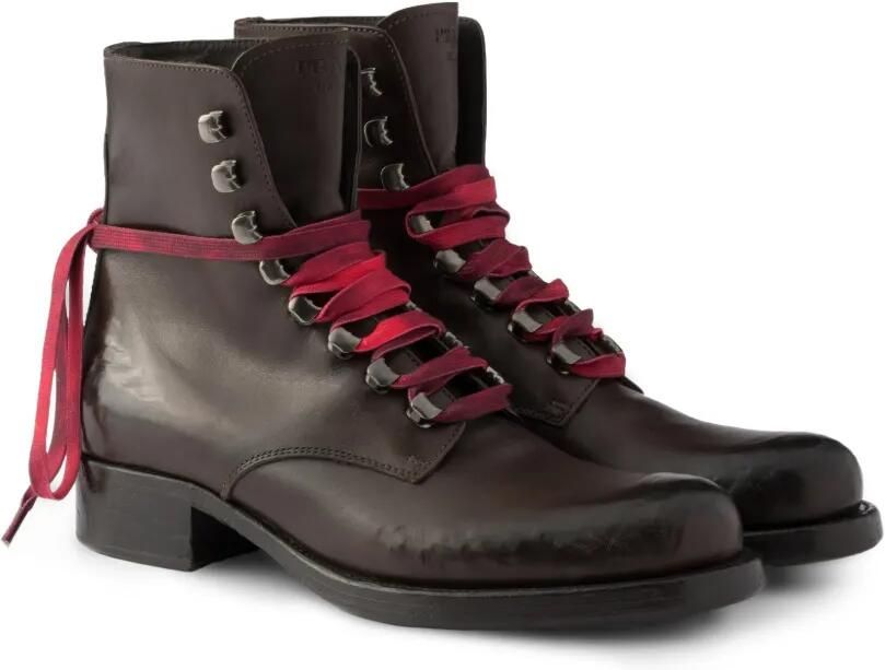 Prada Leren veterlaarzen Bruin - Foto 5