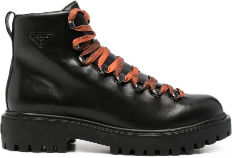 Prada Leren wandellaarzen Zwart