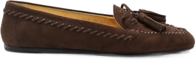 Prada Loafers met kwastje en festonsteekafwerking Bruin