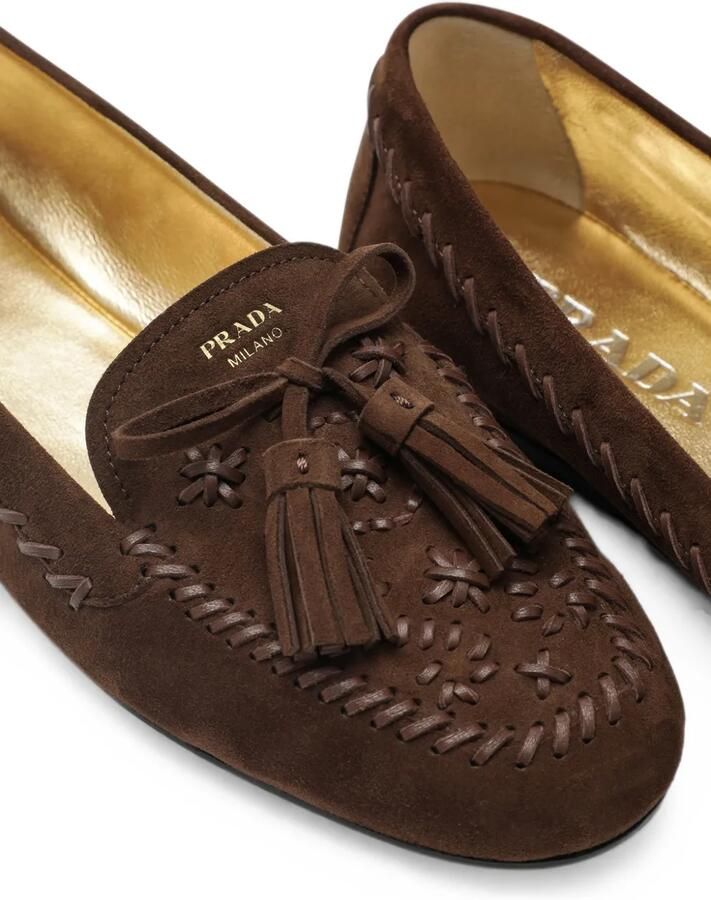 Prada Loafers met kwastje en festonsteekafwerking Bruin - Foto 2