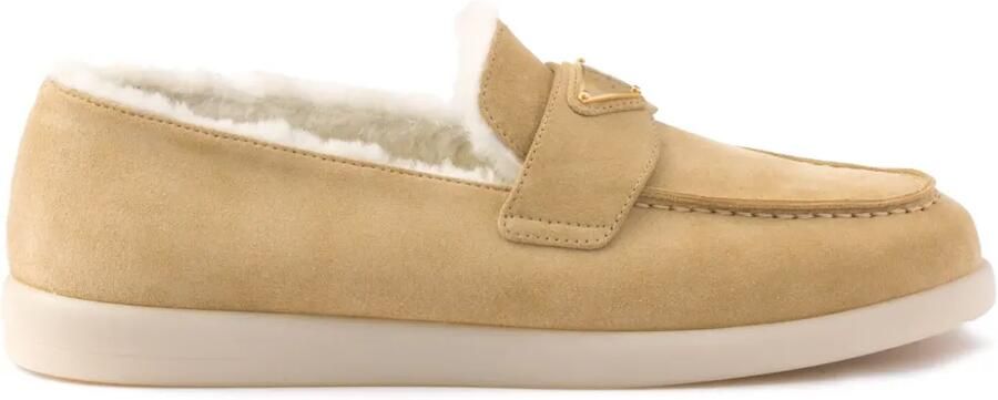 Prada Loafers met logo Beige