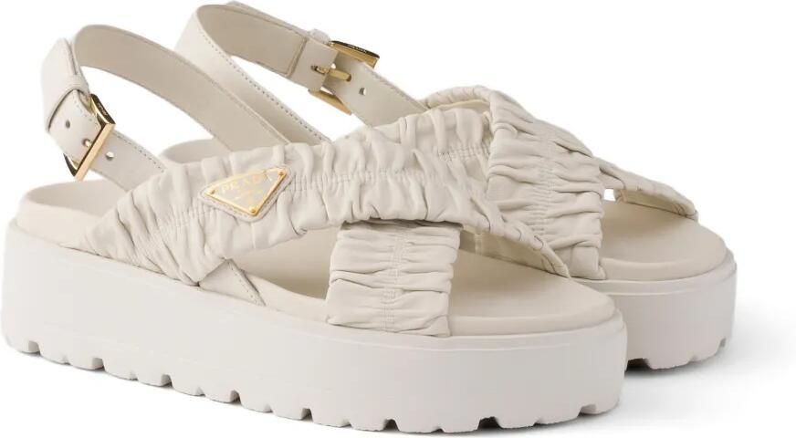 Prada Matelassé nappa leren sandalen Beige - Foto 4