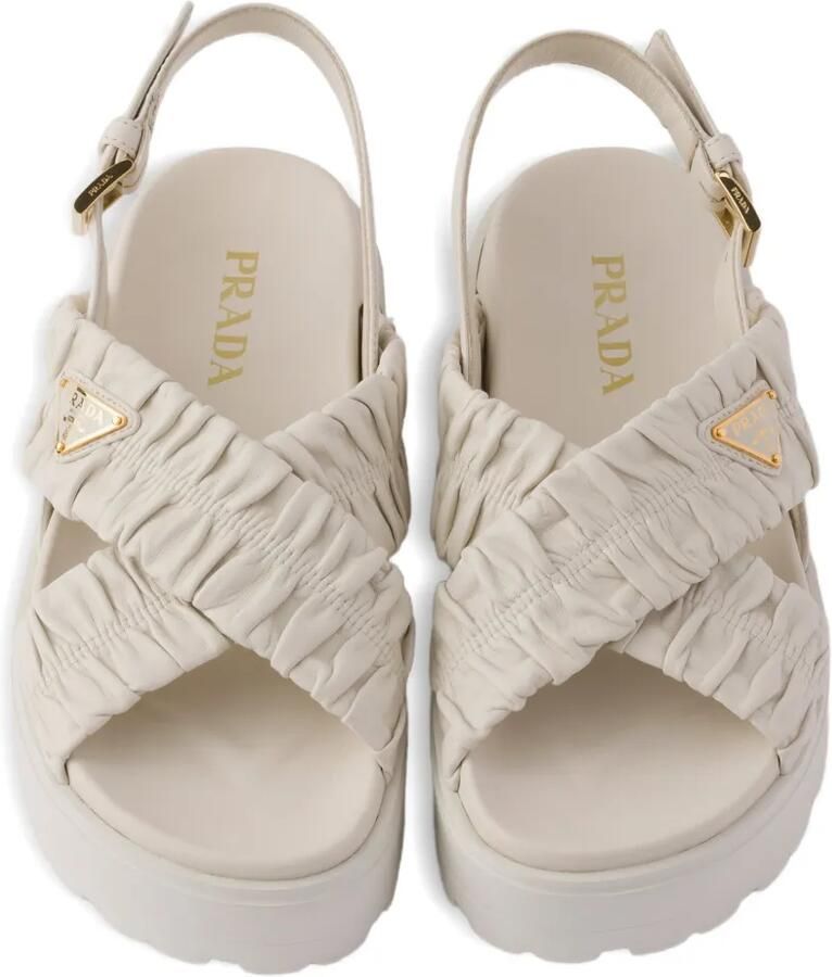 Prada Matelassé nappa leren sandalen Beige - Foto 2
