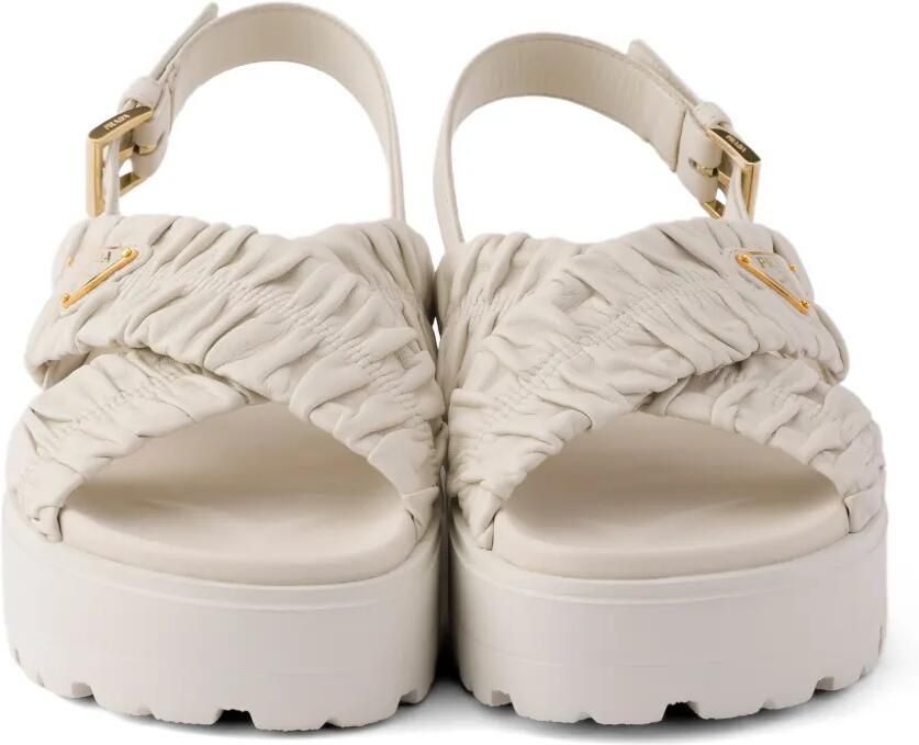 Prada Matelassé nappa leren sandalen Beige - Foto 3