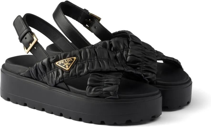 Prada Matelassé nappa leren sandalen Zwart - Foto 5
