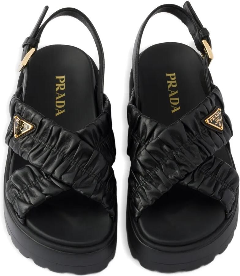 Prada Matelassé nappa leren sandalen Zwart - Foto 2