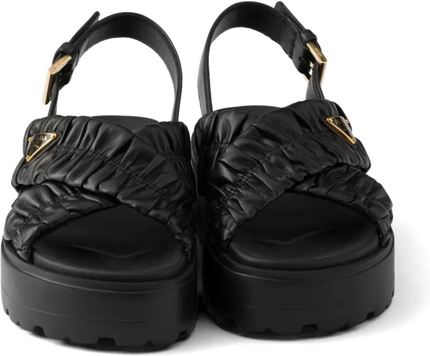 Prada Matelassé nappa leren sandalen Zwart - Foto 3