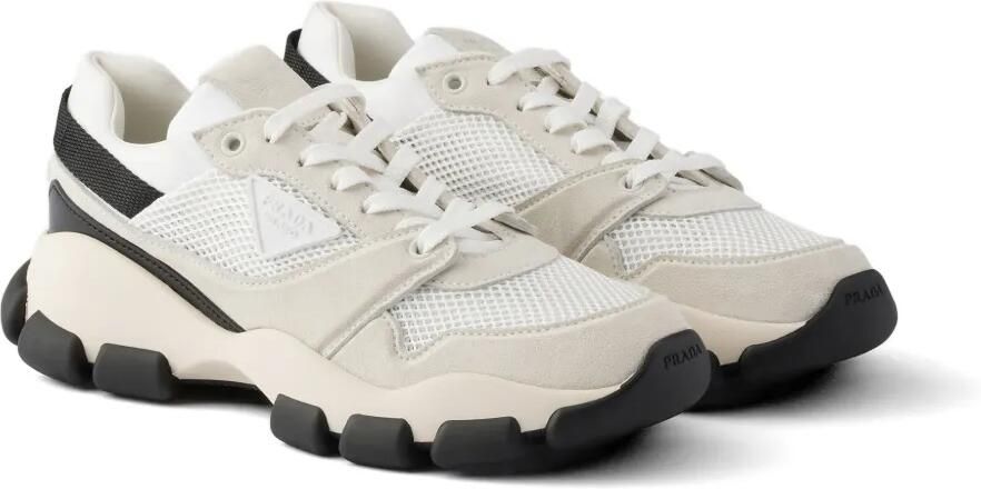Prada Mesh en suède sneakers Beige