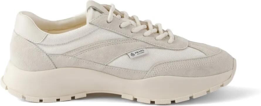 Prada Mesh en suède sneakers Beige