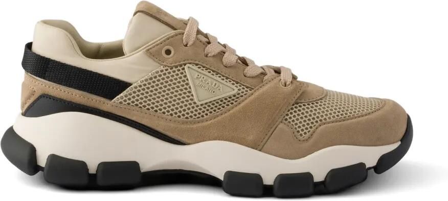 Prada Mesh en suède sneakers Beige