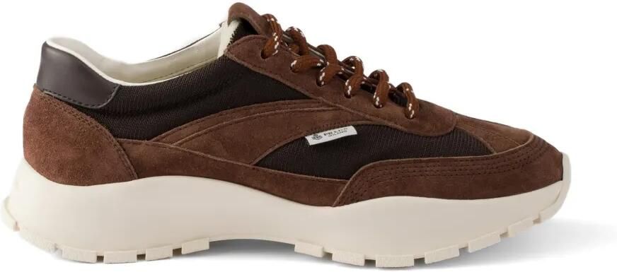Prada Mesh en suède sneakers Bruin