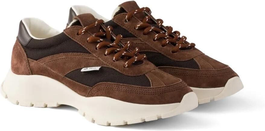 Prada Mesh en suède sneakers Bruin - Foto 5