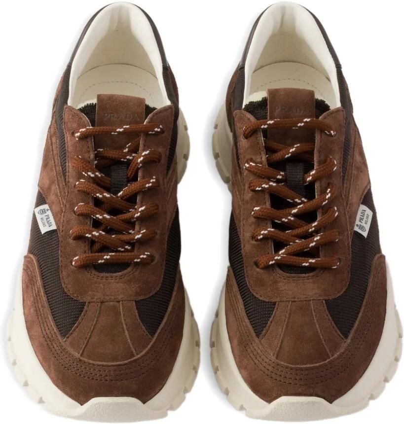 Prada Mesh en suède sneakers Bruin - Foto 2