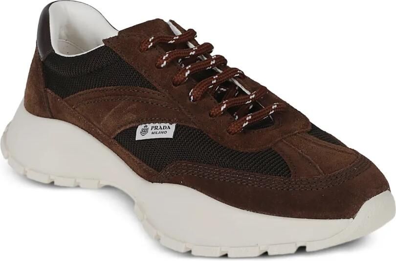 Prada Mesh en suède sneakers Bruin