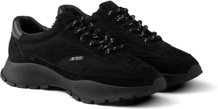 Prada Mesh en suède sneakers Zwart