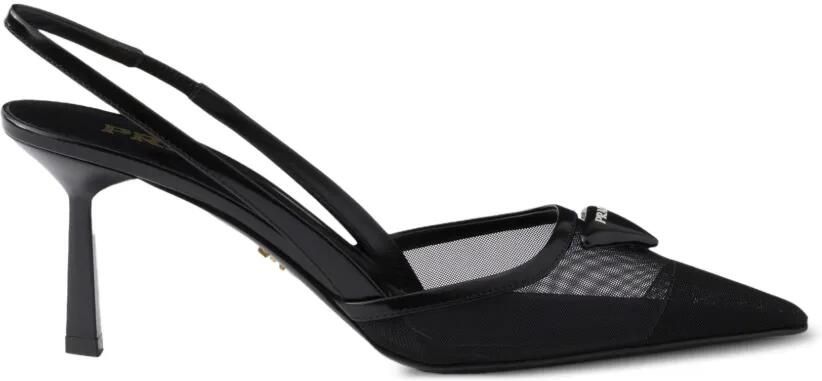 Prada Mesh stoffen slingback pumps Zwart