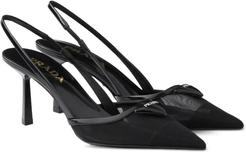 Prada Mesh stoffen slingback pumps Zwart - Foto 4