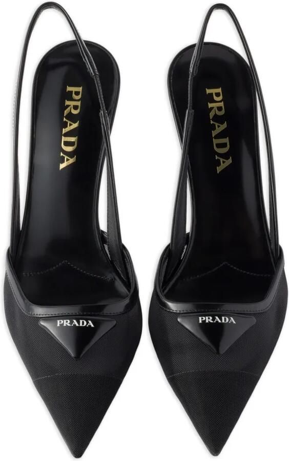 Prada Mesh stoffen slingback pumps Zwart - Foto 3