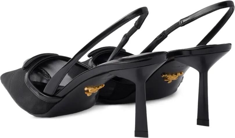 Prada Mesh stoffen slingback pumps Zwart - Foto 5
