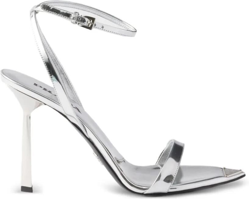 Prada Metallic leren sandalen Zilver