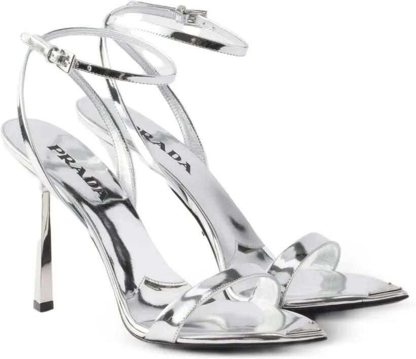 Prada Metallic leren sandalen Zilver - Foto 5